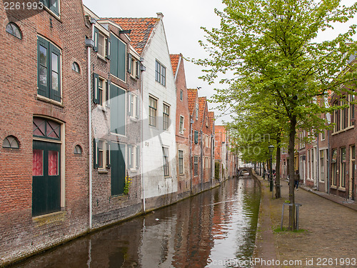 Image of Traditional dutch buildings on canal in Alkmaar