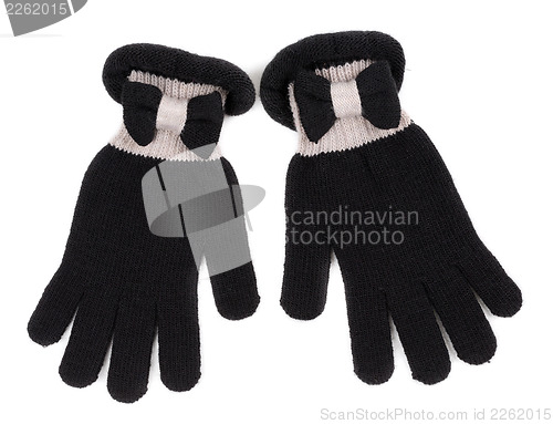 Image of Black Gloves on White Background