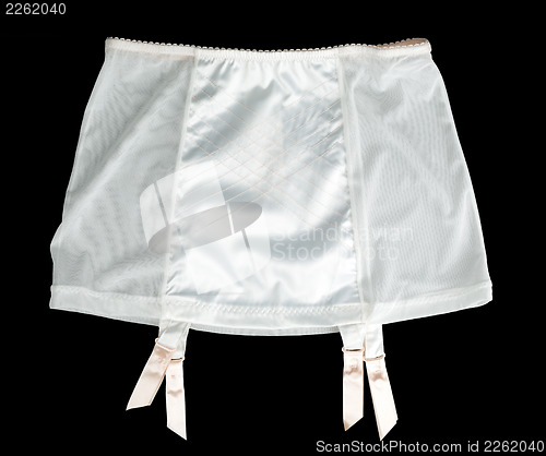 Image of satin belt for stockings.