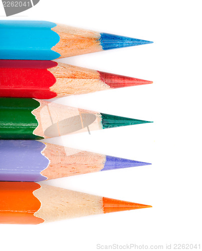 Image of Five colored pencil line