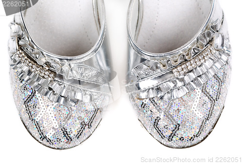 Image of Children's fancy shoes Close-up.