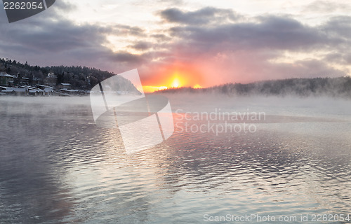 Image of Sunset over lake