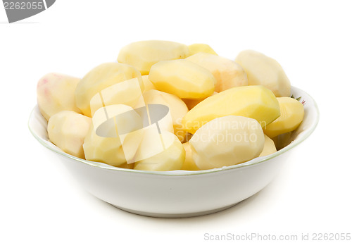 Image of Peeled potatoes on plate