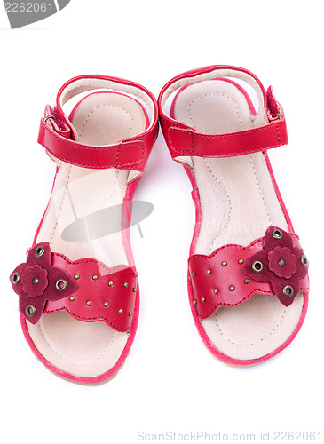 Image of pair of a little girl's red shoes