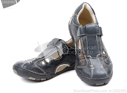 Image of Pair of leather baby shoes. 