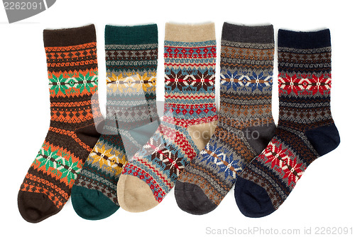Image of Five of wool socks with a pattern