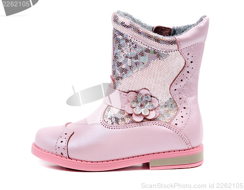 Image of One children's pink leather boots