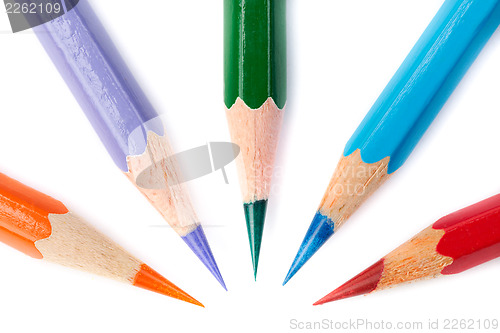 Image of Five colour pencils