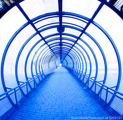 Image of blue covered bridge