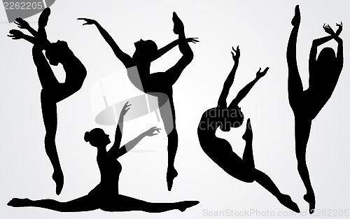 Image of Black silhouettes of a ballerina