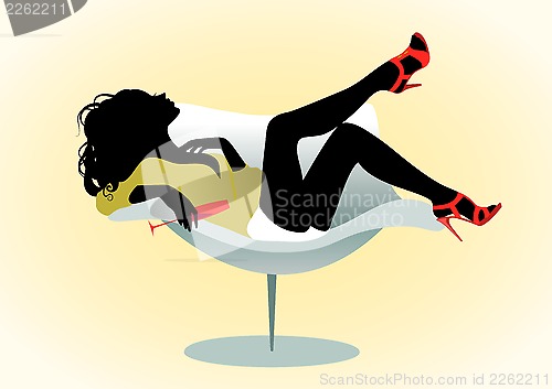 Image of Girl on chair with wineglass