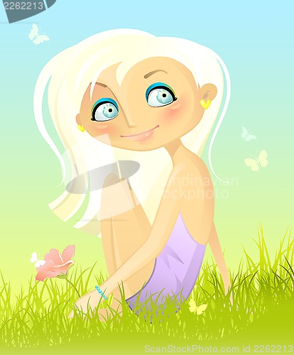 Image of Sitting on a grass