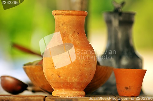 Image of Old ceramic objects on table