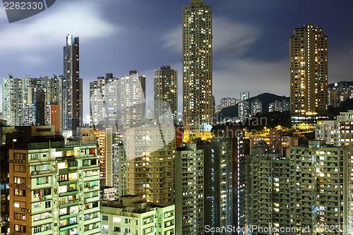 Image of downtown in Hong Kong at night