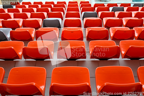 Image of Red audience seat in stadium 