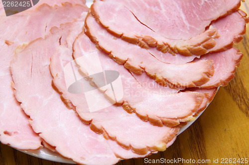 Image of Smoked ham on plate 