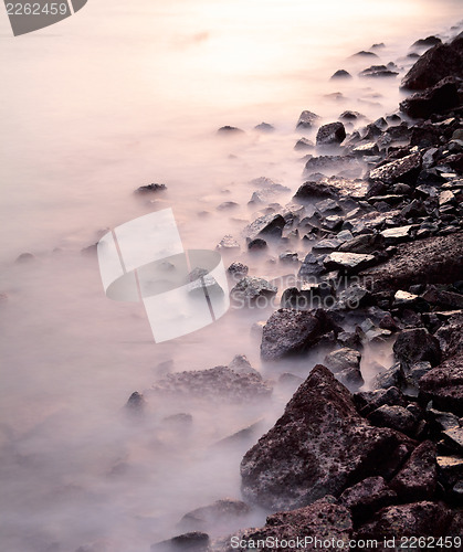 Image of Long exposure of beach at evening