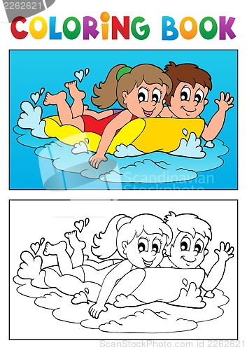 Image of Coloring book swimming theme 3