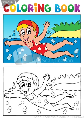 Image of Coloring book swimming theme 2