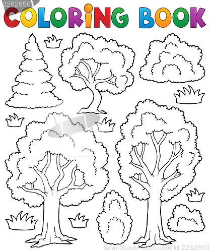 Image of Coloring book tree theme 1