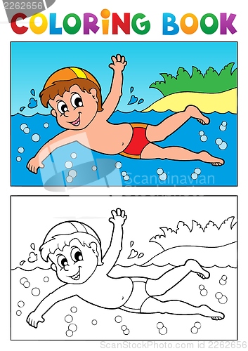 Image of Coloring book swimming theme 1