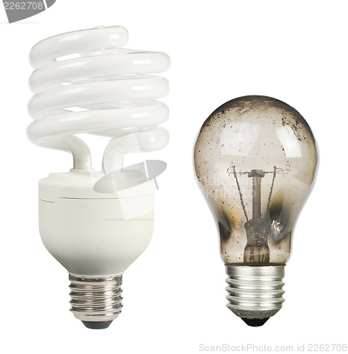 Image of Ecological economical lamp and old burned