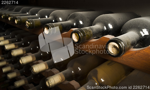 Image of Wine bottles on shelf