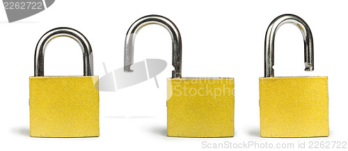 Image of Yellow padlock isolated