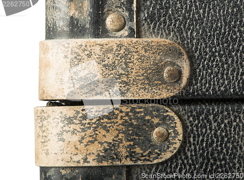 Image of Rivets and leather parts from suitcase