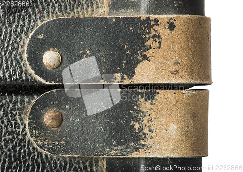 Image of Rivets and leather parts from suitcase