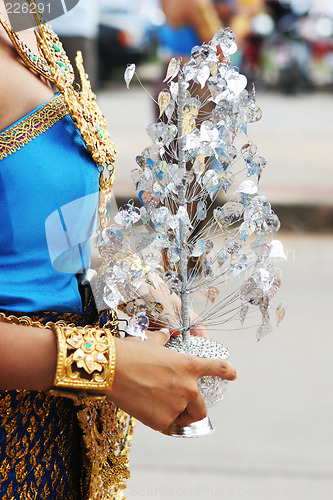 Image of Thai female in bright traditional dress