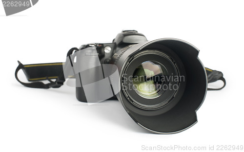 Image of DSLR camera white isolated