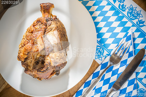 Image of Oktoberfest pork hock on table