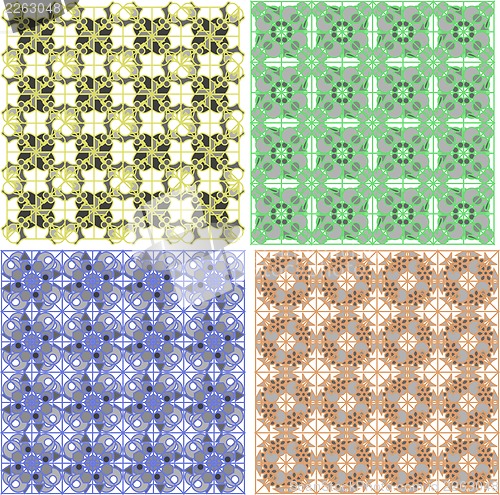 Image of Seamless damask pattern. Flowers on a green background