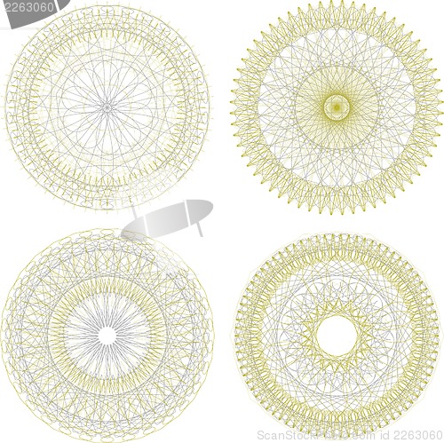 Image of Set of vintage guilloche element for certificate, money design