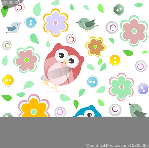 Image of Seamless colourful owl pattern for kids