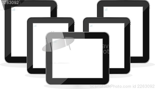 Image of Digital tablet PC set isolated on white