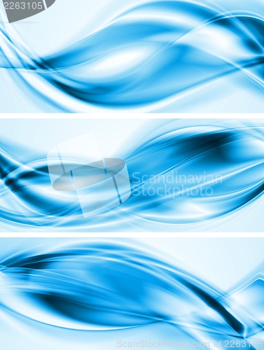 Image of Bright blue waves banners. Vector
