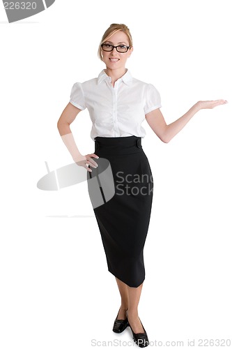 Image of Saleswoman advertising product