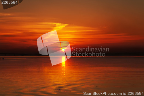 Image of red sunset over river