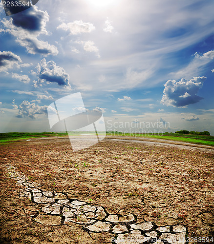 Image of dramatic sky over dry cracked earth