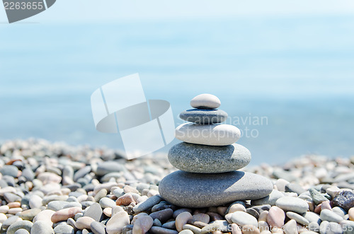 Image of stack of zen stones on beach