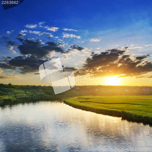 Image of sunset over river