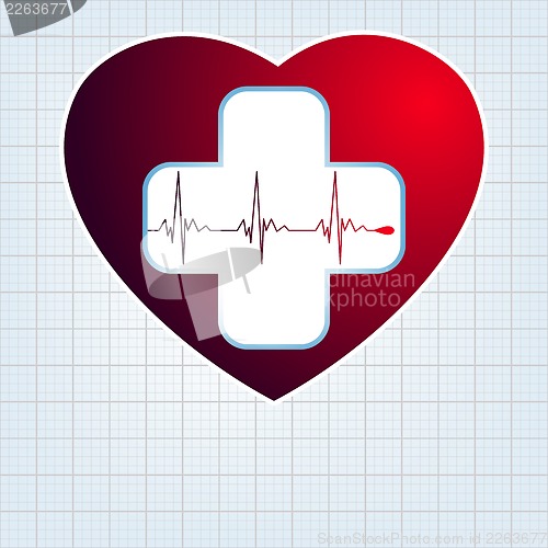 Image of Heart with cardiogram. EPS 10