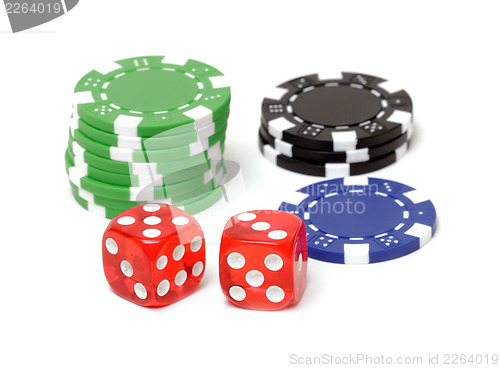 Image of Poker chips and dices