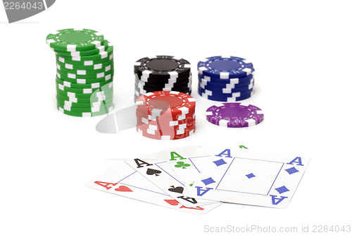 Image of Set of poker chips and cards  