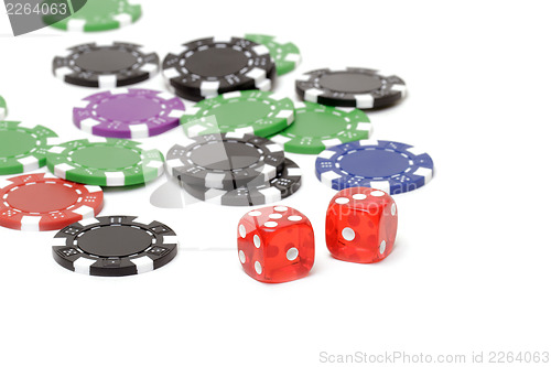 Image of Poker chips and dices