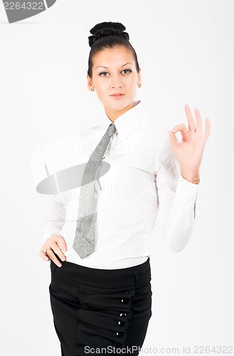 Image of Attractive woman with ok sign