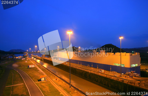 Image of Panama Canal in the sunset