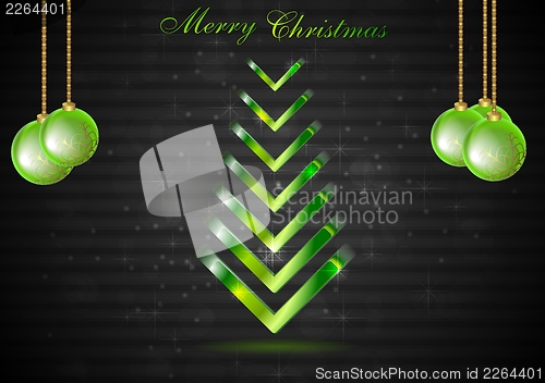 Image of Abstract Christmas fir tree with green balls. Vector